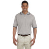 Devon & Jones Men's Grey Heather/Navy Tipped Perfect Pima Interlock Polo