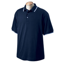 Devon & Jones Men's Navy/White Tipped Perfect Pima Interlock Polo