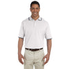 Devon & Jones Men's White/Navy Tipped Perfect Pima Interlock Polo