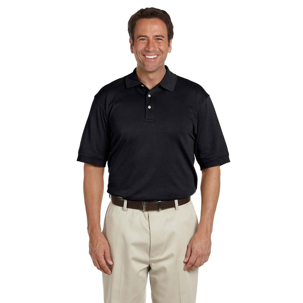 Devon & Jones Men's Black Solid Perfect Pima Interlock Polo