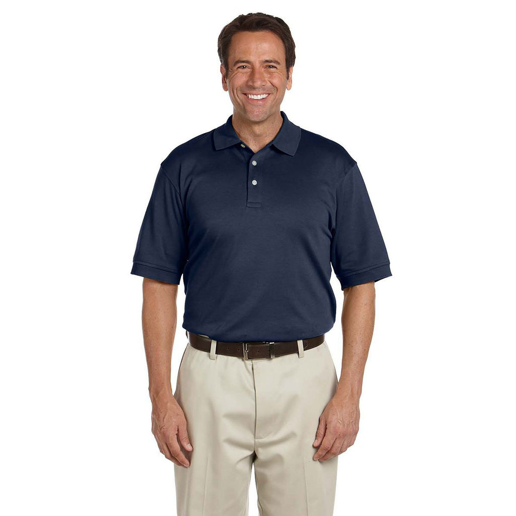 Devon & Jones Men's Navy Solid Perfect Pima Interlock Polo