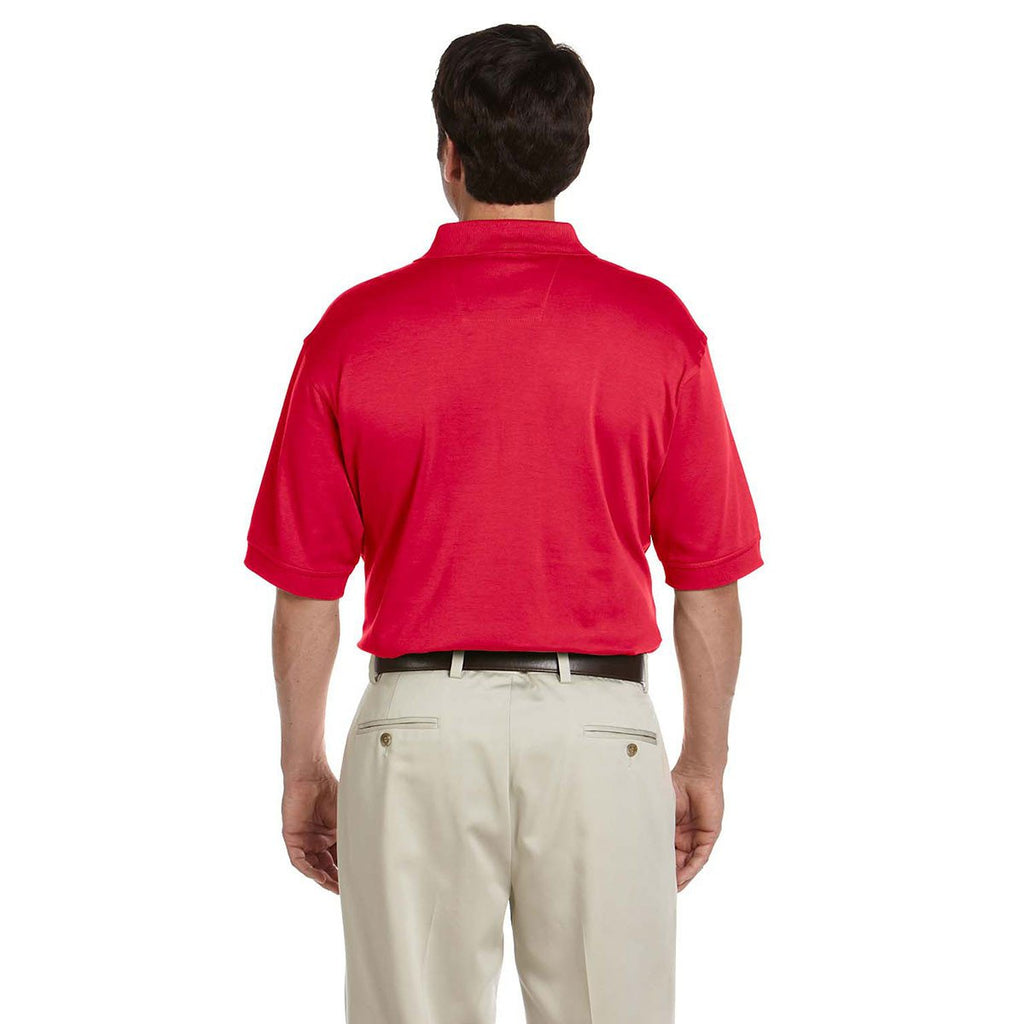 Devon & Jones Men's Red Solid Perfect Pima Interlock Polo