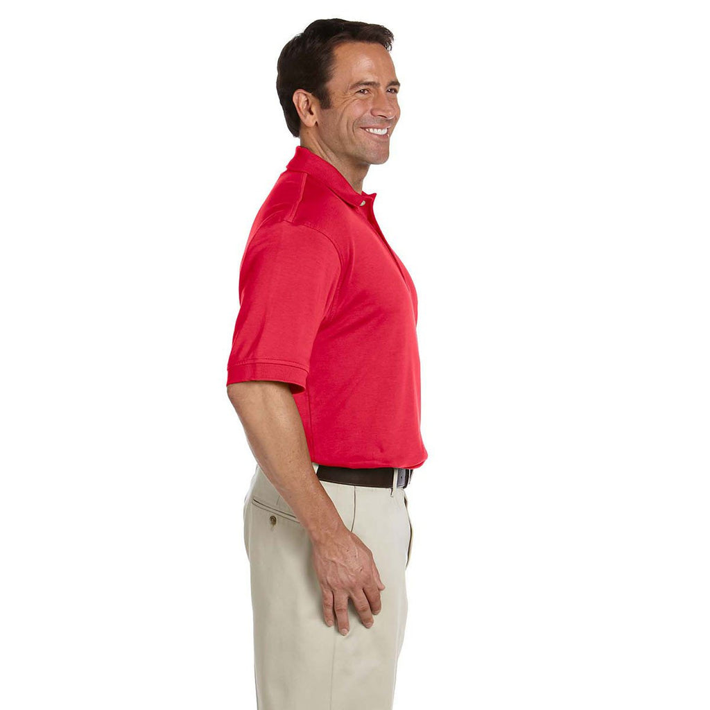 Devon & Jones Men's Red Solid Perfect Pima Interlock Polo