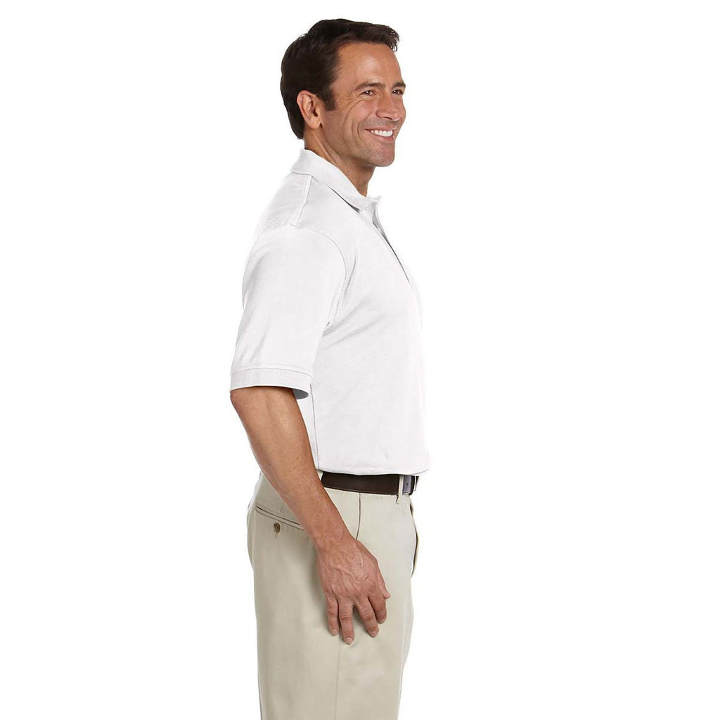 Devon & Jones Men's White Solid Perfect Pima Interlock Polo