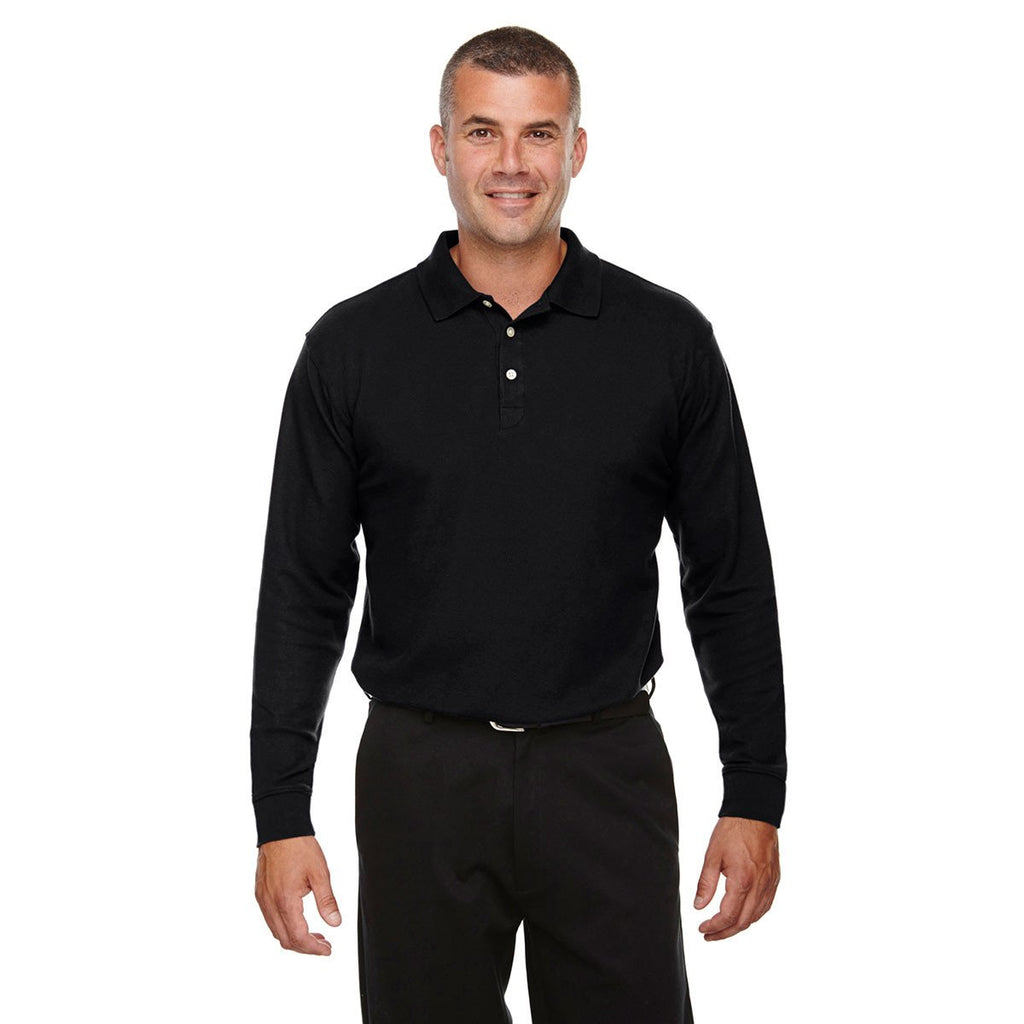 Devon & Jones Men's Black Drytec 20 Performance Long-Sleeve Polo