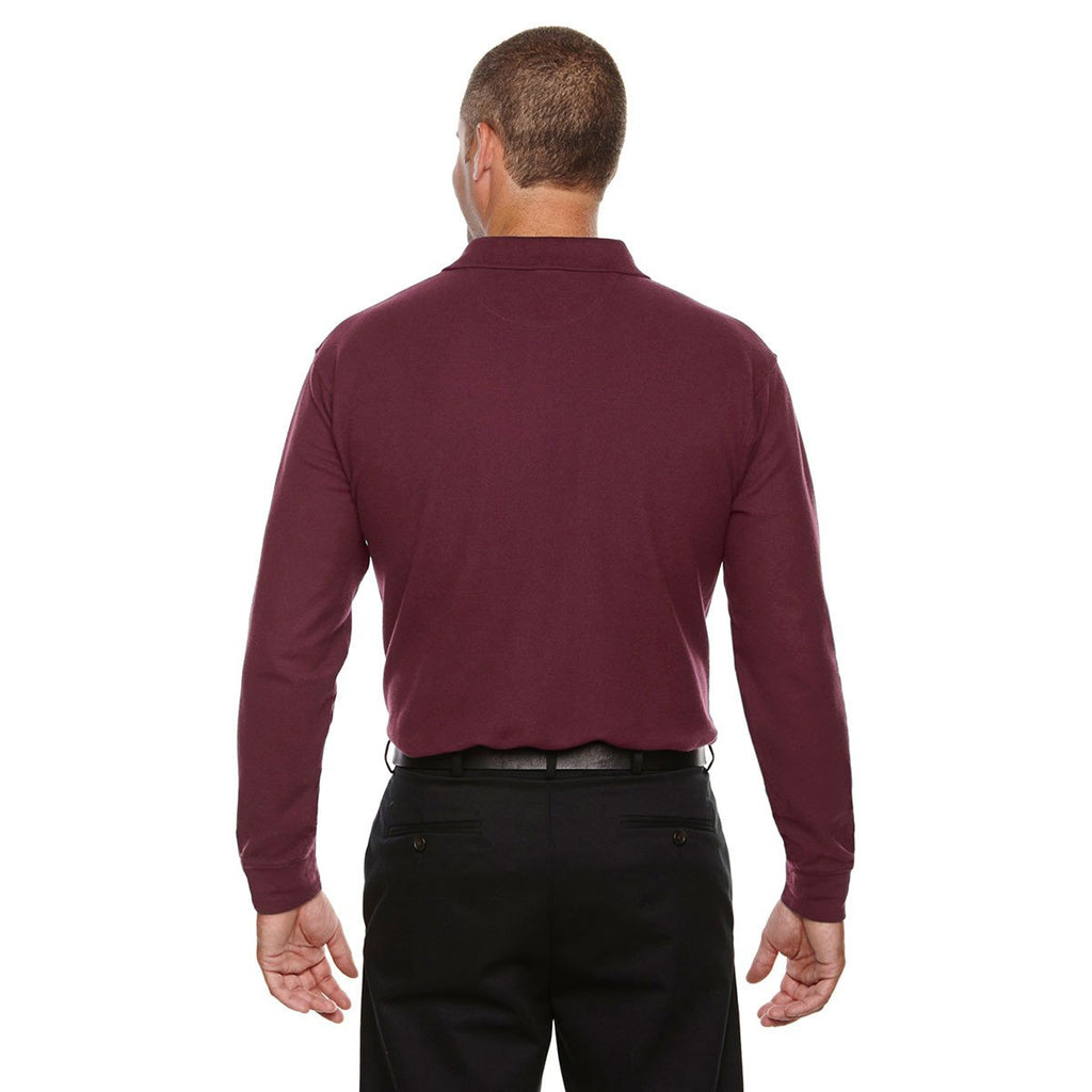 Devon & Jones Men's Burgundy Drytec 20 Performance Long-Sleeve Polo