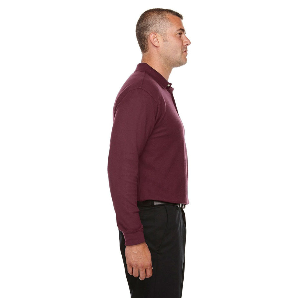 Devon & Jones Men's Burgundy Drytec 20 Performance Long-Sleeve Polo