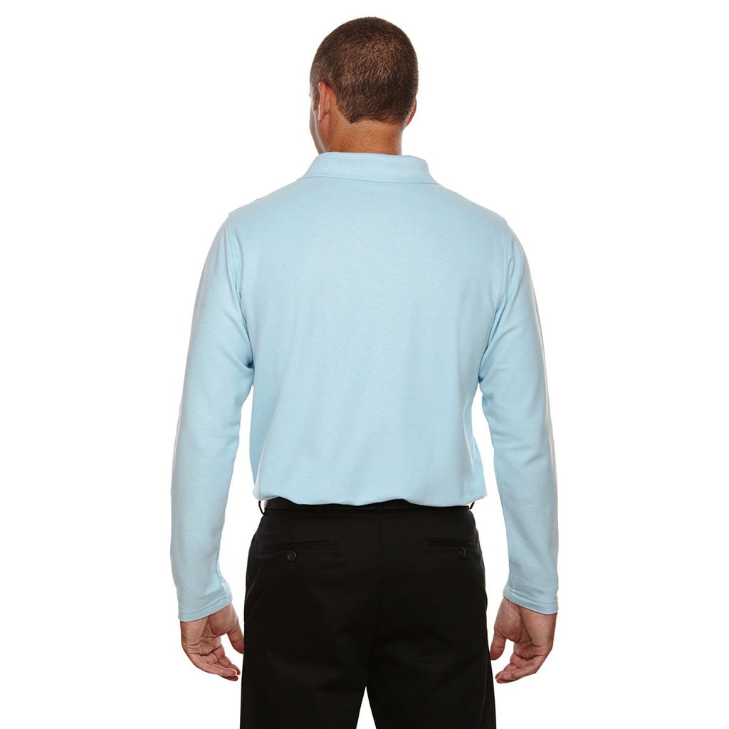 Devon & Jones Men's Crystal Blue Drytec 20 Performance Long-Sleeve Polo