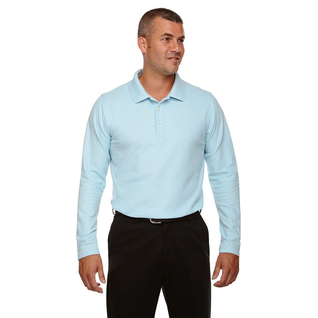 Devon & Jones Men's Crystal Blue Drytec 20 Performance Long-Sleeve Polo