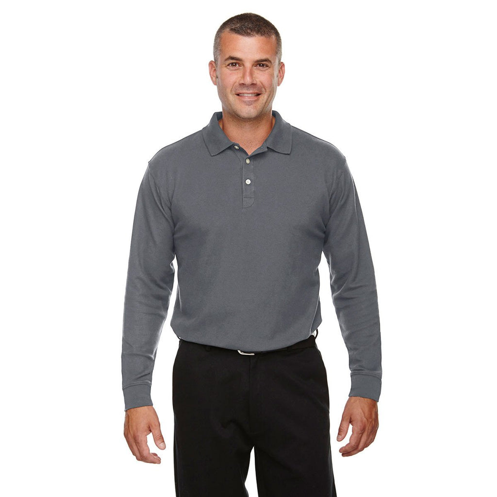 Devon & Jones Men's Graphite Drytec 20 Performance Long-Sleeve Polo