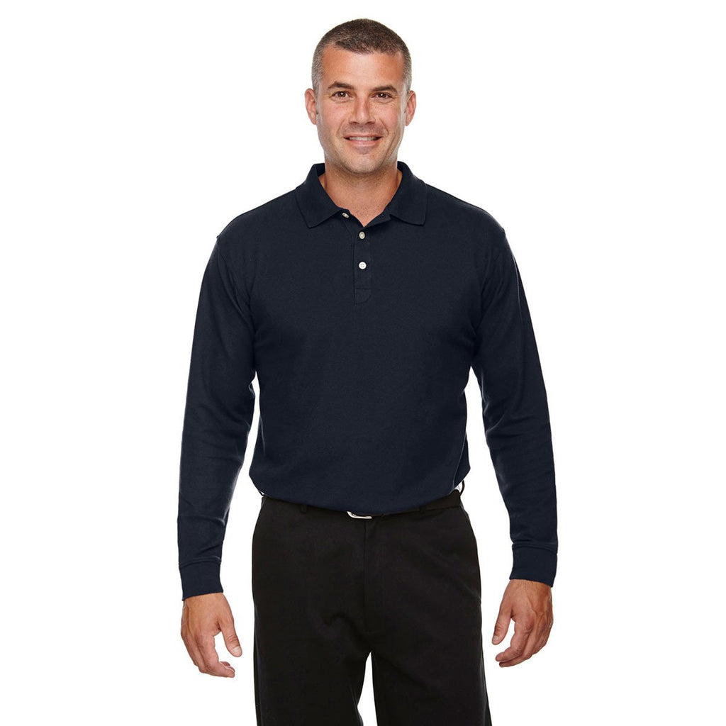 Devon & Jones Men's Navy Drytec 20 Performance Long-Sleeve Polo