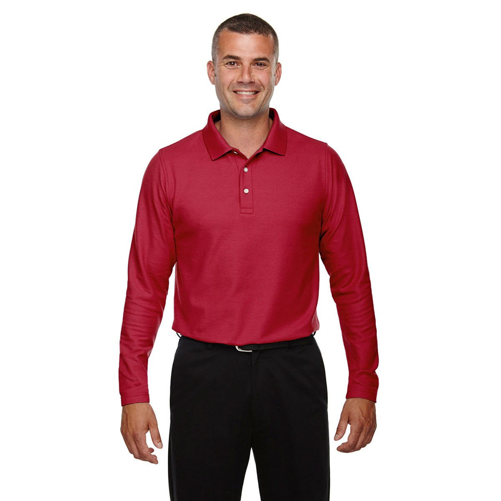 Devon & Jones Men's Red Drytec 20 Performance Long-Sleeve Polo
