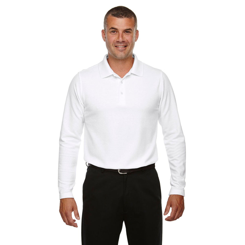 Devon & Jones Men's White Drytec 20 Performance Long-Sleeve Polo