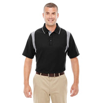 Devon & Jones Men's Black/Grey Heather Drytec 20 Performance Colorblock Polo