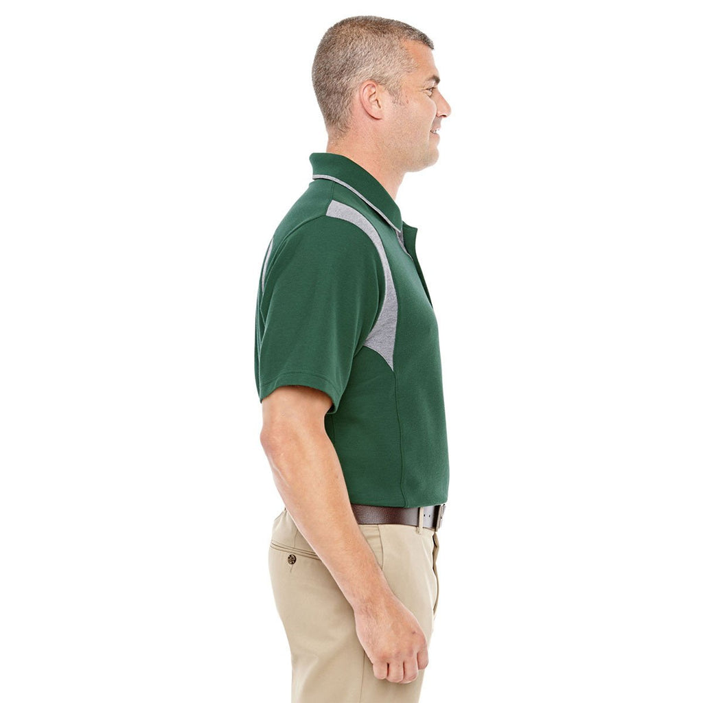Devon & Jones Men's Forest/Grey Heather Drytec 20 Performance Colorblock Polo