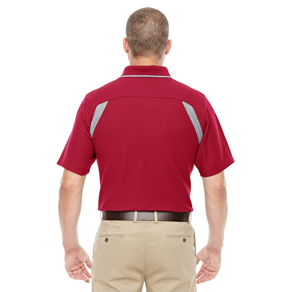 Devon & Jones Men's Red/Grey Heather Drytec 20 Performance Colorblock Polo