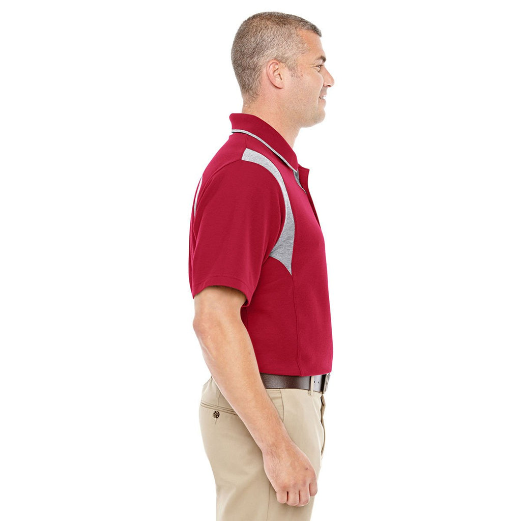 Devon & Jones Men's Red/Grey Heather Drytec 20 Performance Colorblock Polo