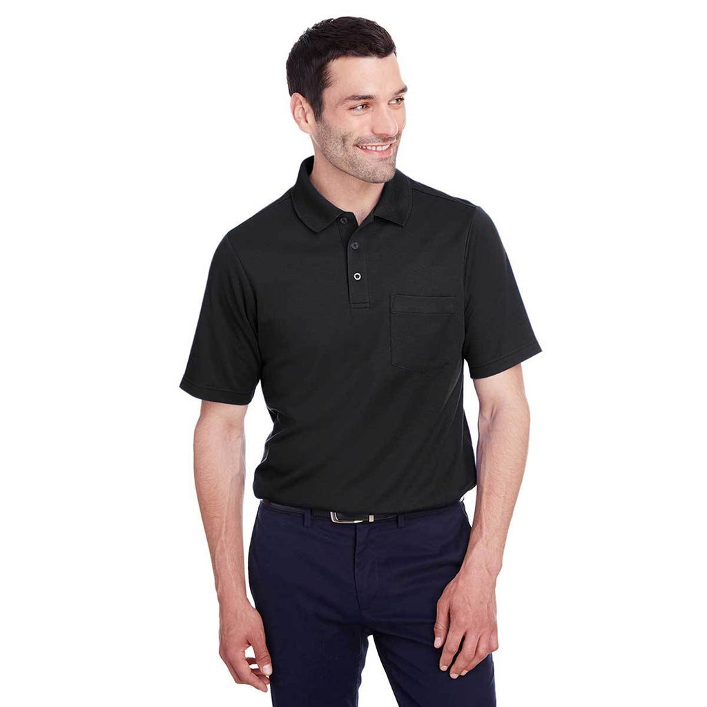 Devon & Jones Men's Black CrownLux Performance Plaited Polo with Pockets