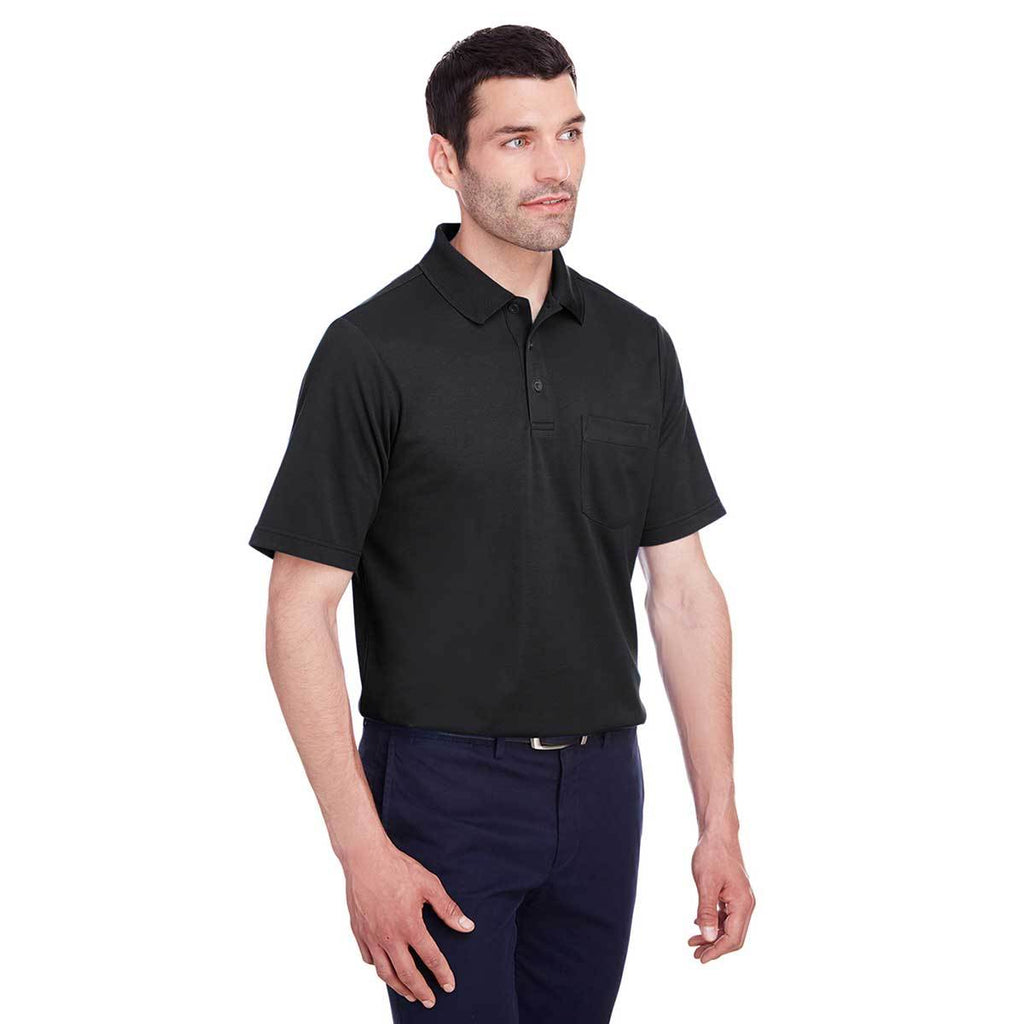 Devon & Jones Men's Black CrownLux Performance Plaited Polo with Pockets