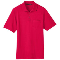 Devon & Jones Men's Red CrownLux Performance Plaited Polo with Pockets