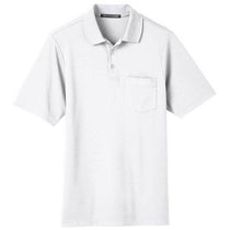 Devon & Jones Men's White CrownLux Performance Plaited Polo with Pockets