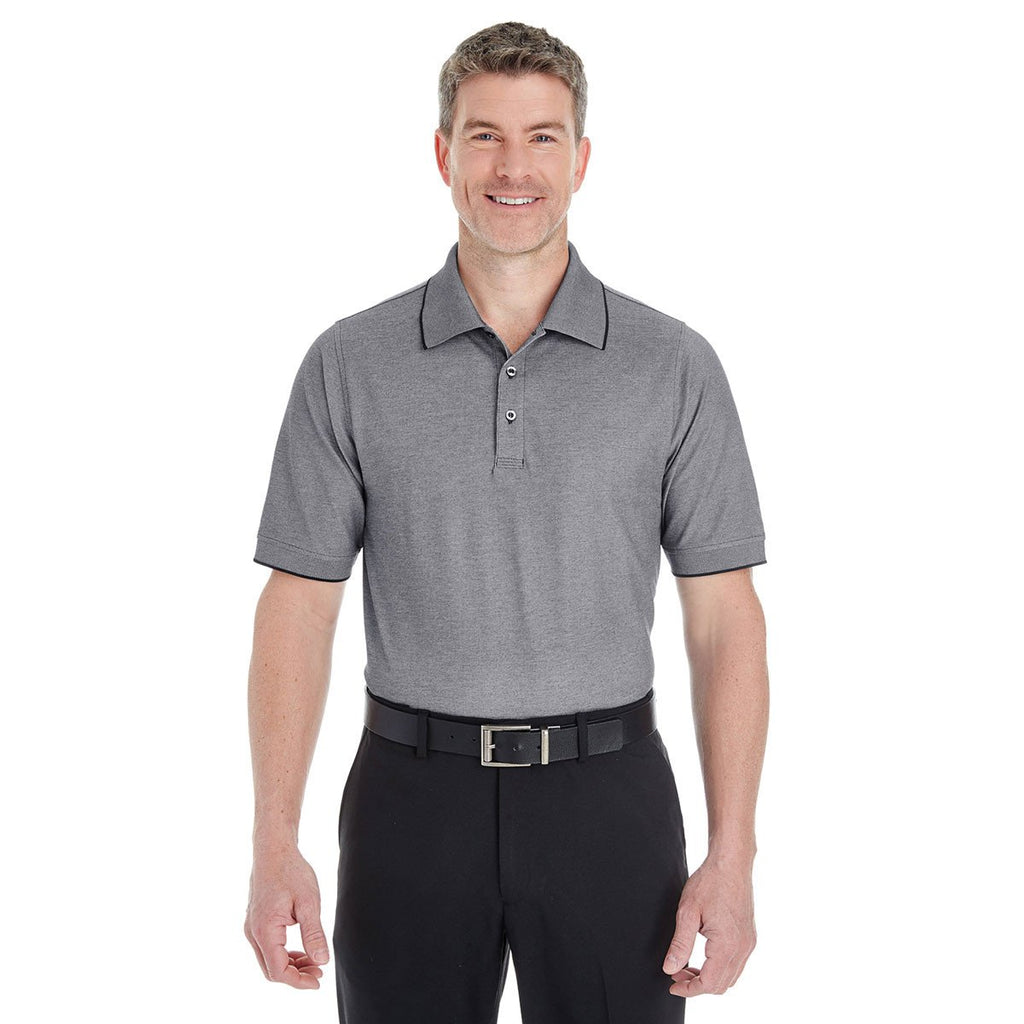 Devon & Jones Men's Dark Grey Heather Pima-Tech Oxford Pique Polo