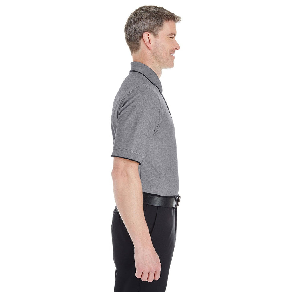 Devon & Jones Men's Dark Grey Heather Pima-Tech Oxford Pique Polo