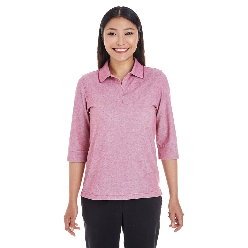 Devon & Jones Women's Burgundy Heather Pima-Tech Oxford Pique Polo