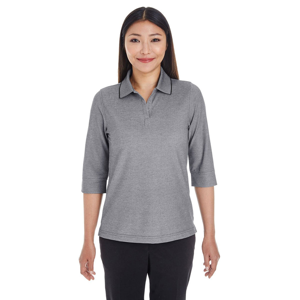 Devon & Jones Women's Dark Grey Heather Pima-Tech Oxford Pique Polo