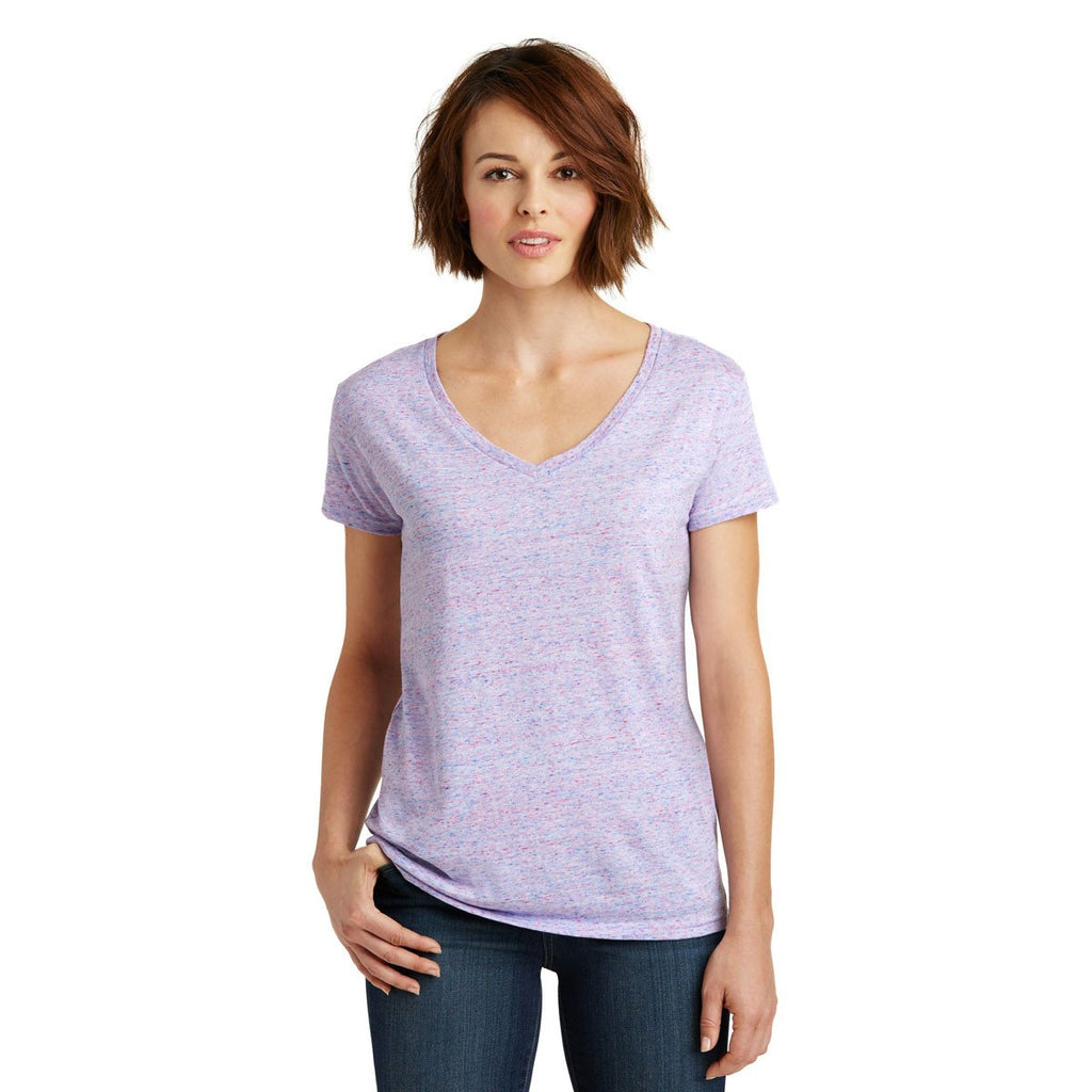 District Women's White/Pink Cosmic Cosmic Relaxed V-Neck Tee