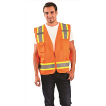 OccuNomix Men's Orange High Visibility Value Two-Tone Surveyor Solid Vest