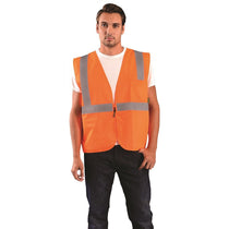 OccuNomix Men's Orange High Visibility Value Solid Standard Zipper Safety Vest