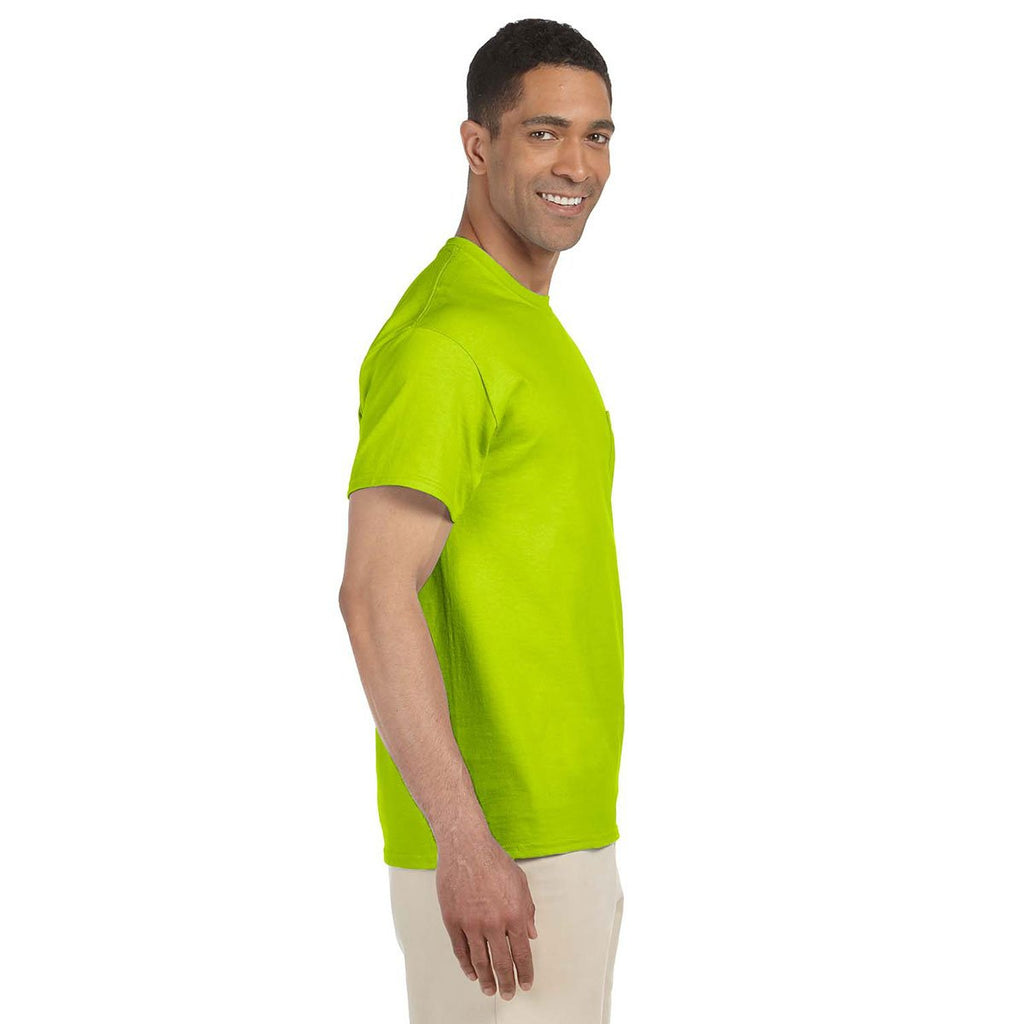 Gildan Men's Safety Green Ultra Cotton Pocket T-Shirt