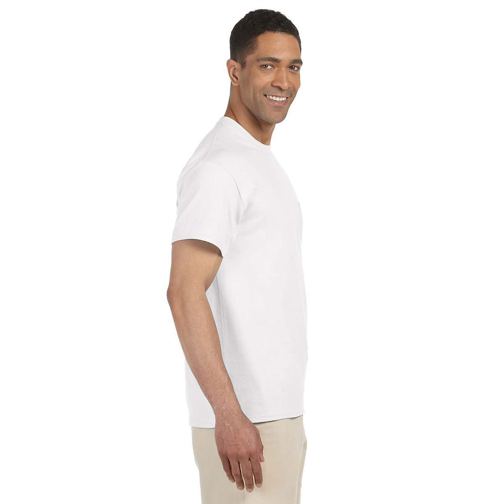 Gildan Men's White Ultra Cotton Pocket T-Shirt