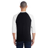 Gildan Men's Black/White 5.3 oz. 3/4-Raglan Sleeve T-Shirt