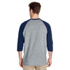 Gildan Men's Sport Grey/Navy 5.3 oz. 3/4-Raglan Sleeve T-Shirt