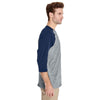 Gildan Men's Sport Grey/Navy 5.3 oz. 3/4-Raglan Sleeve T-Shirt