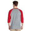 Gildan Men's Sport Grey/Red 5.3 oz. 3/4-Raglan Sleeve T-Shirt