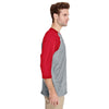 Gildan Men's Sport Grey/Red 5.3 oz. 3/4-Raglan Sleeve T-Shirt