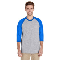 Gildan Men's Sport Grey/Royal 5.3 oz. 3/4-Raglan Sleeve T-Shirt