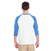 Gildan Men's White/Carolina Blue 5.3 oz. 3/4-Raglan Sleeve T-Shirt