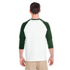 Gildan Men's White/Forest 5.3 oz. 3/4-Raglan Sleeve T-Shirt