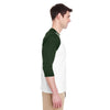 Gildan Men's White/Forest 5.3 oz. 3/4-Raglan Sleeve T-Shirt