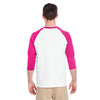 Gildan Men's White/Heliconia 5.3 oz. 3/4-Raglan Sleeve T-Shirt