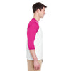 Gildan Men's White/Heliconia 5.3 oz. 3/4-Raglan Sleeve T-Shirt