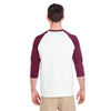 Gildan Men's White/Maroon 5.3 oz. 3/4-Raglan Sleeve T-Shirt