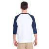 Gildan Men's White/Navy 5.3 oz. 3/4-Raglan Sleeve T-Shirt