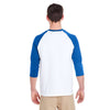 Gildan Men's White/Royal 5.3 oz. 3/4-Raglan Sleeve T-Shirt