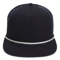 Paramount Apparel Navy/White Foam Front Mesh Back Rope Cap