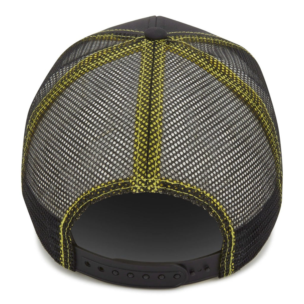 Paramount Apparel Black/Neon Yellow Performance Mesh Back Cap
